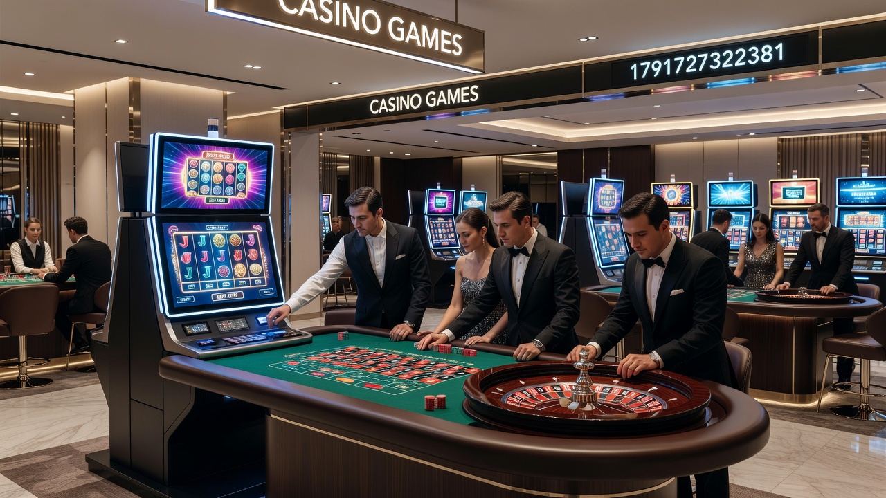 Live-Casino-Umgebung mit Roulette und Blackjack-Tischen