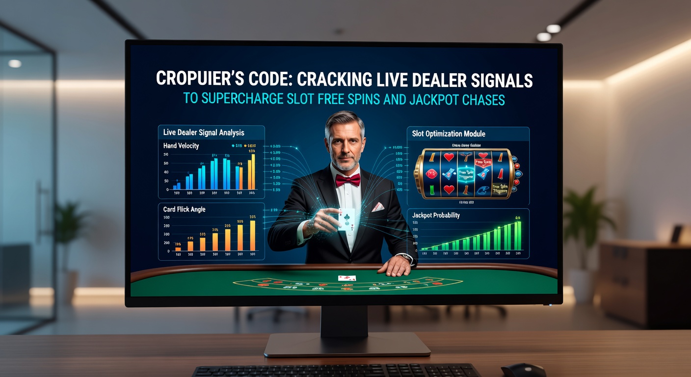 Nahaufnahme eines Croupiers, der Signale sendet, neben einem Slot-Jackpot-Display